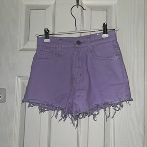 SHEIN Lavender Frayed Hem Jean Shorts